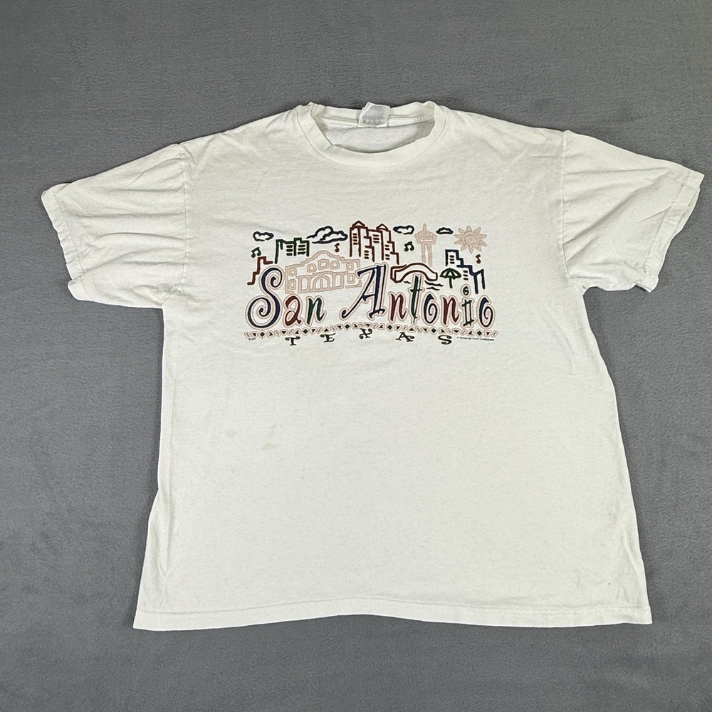 Vintage San Antonio Texas 90's Graphic T-Shirt White Size Large